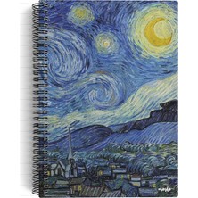 Van Gogh/the Starry NIGHT,1889 | Spiralli Defter 22 | A5 | Çizgili | 100 Sayfa | Okul (Düz)