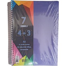Ayraçlı Defter 7 Konulu 175 Yaprak 1 Adet 4 Kareli 3 Çizgili Spralli Plastik Kapak Seperatörlü