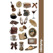 Collection Planlayıcı Sticker Seti, Ajanda ve Günlük Için, Kendinden Yapışkanlı, Dekoratif, Kahverengi, 10X20 Cm, Organizasyon ve Planlama Için, Çok Amaçlı