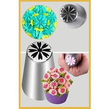 Siliko World Paslanmaz Çelik Krema Sıkma Torbası Ucu Büyük Rus Duyu, 1 Adet+4 Adet Sıkma Torbası, Metal