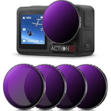 Concept Nd Filtre Setleri, Push-In Filtre ND8&PL+ND16&PL+ND32&PL+ND64&PL Filtre, Djı Osmo Action 5 Pro/action 4 ile Uyumlu, Polarize Nötr Yoğunluk Hd Cam
