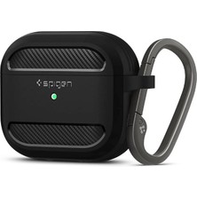 Airpods 3 ile Uyumlu Kılıf Rugged Armor Üst Düzey Koruma Siyah Karbon Kapak - ASD01978 (Spigen Tr Garantili)