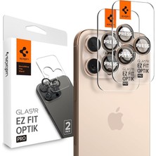 iPhone 17 Pro/pro Max /16 Pro/pro Max ile Uyumlu Kolay Kurulum Kamera Lens Camı Koruyucu Glas.tr Ez Fit Optik Pro (2 Adet) Çöl Titanyumu - AGL08862 (Spigen Tr Garantili)