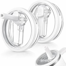 Oz Uyumlu Yedek Kapak – Sızdırmaz Leakproof Tasarım – Bpa Free Yedek & Upgrade Lid – Stanley Quencher ile Uyumlu Bardak & Termos Kapağı + Iç Pipeti (Beyaz)