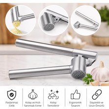 Çelik Sarımsak Ezici, Kullanıcı Dostu Ergonomik Manuel Ezici Metal Uzun Ömürlü Kullanımı Kolay Temizlenebilir Bulaşık Makinasında Yıkanabilir
