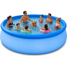 Büyük Boy Şişme Havuz, 3.66 Metre Çaplı Jumbo Aile Havuzu, 3 Katmanlı Dayanıklı Pvc Uv Güneşe Dayanıklı, Yetişkin Çocuk Ev Bahçe Teras Yazlık Aile Kullanımı Için Mega Büyük Boy Şişme Havuz