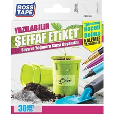 Tape Seffaf Su Geçirmez Etiketler, 30’lu Paket, Seffaf