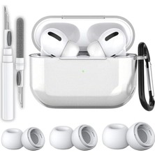 Pro 2.nesil Uyumlu Şeffaf Premium Kulaklık Kılıfı, Anc Delikli Yedek Silikon Uçları (S,m,l) ve 3'ü 1 Arada Bluetooth Kulaklık Temizleme Kalemi Seti (Şeffaf)