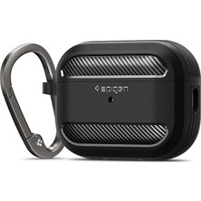 Airpods Pro 2 ile Uyumlu Kılıf Rugged Armor Üst Düzey Koruma Siyah Karbon Kapak - ACS05482 (Spigen Tr Garantili)