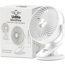 Mah Bataratyalı USB Mini Vantilatör Fan Klipsli Sabitleme - 360° Ayarlanabilir - Ultra Güçlü Hava Akımı ile Süper Serinlik Hissi - Sessiz, Portatif, Taşınabilir (Beyaz, Klipsli)