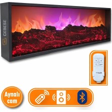 Elektrikli Yapay Şömine - 100X31.5X16.5 cm - Farklı Renk Modları,kumandalı, Bluetooth Ses