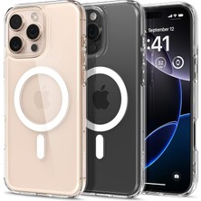 iPhone 16 Pro Max ile Uyumlu Magsafe Kılıf Ultra Hybrid Mag Fit Sararmaya Dayanıklı Beyaz Şeffaf Kapak - ACS07998 (Spigen Tr Garantili)