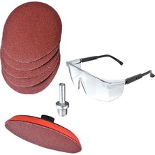 Zımpara Seti + Matkap Aparatı + Gözlük 115 mm (8 Parça)