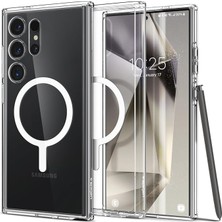 Galaxy S24 Ultra ile Uyumlu Magnet Kılıf Ultra Hybrid Mag Fit Sararmaya Dayanıklı Tasarım Siyah Şeffaf Kapak - ACS07297 (Spigen Tr Garantili)