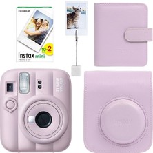 Mini 13 Fotoğraf Makinesi Deri Çanta Albüm Kıskaç ve 20'li Film Hediye Seti (Candy Pink)