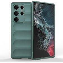 Galaxy ile Uyumlu S23 Ultra Kılıf Esnek Tpu Oyuklu Arka Yüzey Tasarımlı Zore Etnik Silikon Kapak Koyu Yeşil