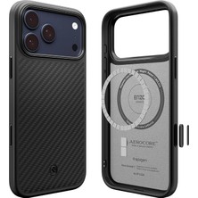 iPhone 17 Pro ile Uyumlu Magsafe Kılıf Enzo Aramid T Mag Fit Kamera Kontrol Güçlendirilmiş Aramid Dokulu Ince Siyah Kapak - ACS09959 (Spigen Tr Garantili)