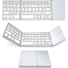 Bt Klavye - Katlanır, Dokunmatik Yüzeyli, Taşınabilir Ultra Ince - Windows/android/ios Uyumlu - Gümüş