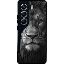 Camon 40 ile Uyumlu Aslan Tasarımlı Glossy Premium Kılıf, Siyah