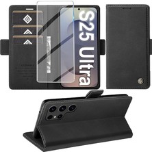 Eye - Samsung Galaxy S25 Ultra ile Uyumlu Kılıf Kamera Korumalı Kapaklı Kartlıklı Cüzdanlı Deri Standlı Renkli Kapak - Siyah