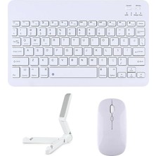 Samsung Galaxy S11 11 Inch ile Uyumlu Türkçe Bluetooth Klavye+Mouse+Tablet Standı Beyaz AL5166