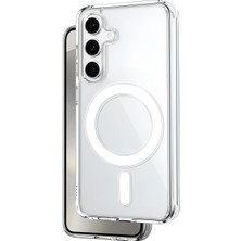 Samsung Galaxy S24 Plus Için Magsafe ile Uyumlu Şok Emici Silikon Kenar Sararma Önleyici Arkası Sert Parmak Izi Tutmayan Darbeye Dayanıklı Manyetik Şeffaf Kılıf