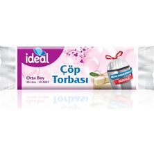 Büzgülü Beyaz Sabun Kokulu Orta Boy Çöp Torbası 10'lu 50X60 Cm, Sızdırmaz & Dayanıklı, Kolay Bağlanabilir, Geri Dönüştürülebilir Çöp Poşeti, Ofis, Restoran, Market, Okul, Bahçe, Mağaza, Fabrika