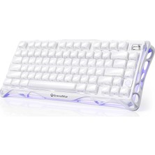 Mercury K1 Mekanik Klavye, Alüminyum Çerçeveli, %75 Kablosuz Oyun Klavyesi, Hot Swap Özel Klavye, Düğmeli, Gaz Zinciri, Rgb Üç Modlu Klavye, Pbt Tuş Kapakları, 8000 Mah Beyaz