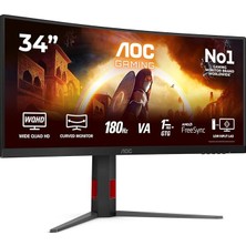 Gaming CU34G4-34 Inch Quad Hd Monitor, 180 Hz, 1 Ms, Freesync Prem., HDR10 (2560X1440, 1x HDMI 2.0, 1x Displayport 1.4) Black-Red