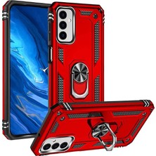 Samsung Galaxy M23 ile Uyumlu Kılıf Silikon Yüzük Standlı Araç Tutucu Için Mıknatıslı Darbe Karşı Dayanıklı Koruma Tank Ince Kap Vega Kırmızı