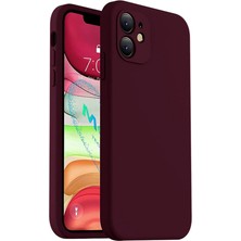 - Iphone 11 ile Uyumlu Telefon Kılıfı - Iphone 12 Görünümlü Köşeli Tasarım, Içi Kadife Lansman Kılıf - Bordo