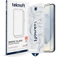 Samsung Galaxy S25 ile Uyumlu Otomatik Hizalama Aparatlı Takılırken Toz Toplama Özellikli Ekstra Güçlendirilmiş Lazer Kesim Ekran Koruyucu Kırılmaz Cam (Galaxy S25)