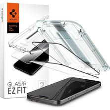 iPhone 15 Pro Max ile Uyumlu Kolay Kurulum Cam Ekran Koruyucu Glas.tr Ez Fit Full Cover (2 Adet) Siyah - AGL06873 (Spigen Tr Garantili)