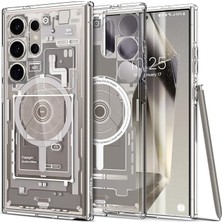 Galaxy S24 Ultra ile Uyumlu Magnet Kılıf Ultra Hybrid Mag Fit Sararmaya Dayanıklı Tasarım Bej Şeffaf Kapak - ACS07624 (Spigen Tr Garantili)