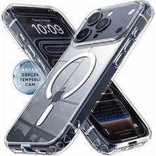 iPhone 17 Pro Max Için Ultra Super Şeffaf Magsafe ile Uyumlu Gerçek 9h Temperli Cam Arka Yüzey - Darbe Emici Tpu Yan Kenarlar, Kristal Berraklığında Şeffaf Kılıf (17 Pro Max)