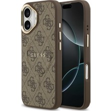 Mobıle Guess 4g Pu Classic Logo Magsafe iPhone 17 Için Kılıf ile Uyumlu (Kahverengi)