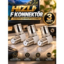 Pemberton 3 Adet Hızlı F Konnektör / 90 Derece L Fiş Anten Başlığı / Quick F Konnektör / Rg6 Rg5 L Anten Başlığı