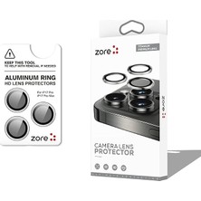 Apple iPhone 17 Pro Max Için Zore Cl-12 Premium Safir Parmak Izi Bırakmayan Anti-Reflective Kamera Lens Koruyucu (Titanyum-Gümüş)