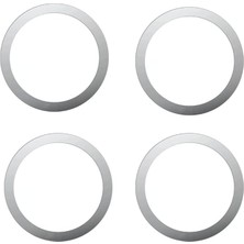 Power Metal Magsafe Halka Yüzük Ring iPhone 8 ve Üstü Model ile Uyumlu Gümüş 4'lü Paket
