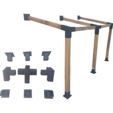 Pergola, Bahçe ve Teras Için Duvar Montaj Aparatı Seti Demir Bağlantı 8X8CM Bracket Kit Kamelya Carport Çardak