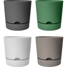 Adet Begonya Saksı Tabaklı Drenajlı Mat Plastik Çiçek Saksısı (Karışık, 9 Litre)