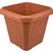 Dış Mekan Saksısı 43X43X40 cm | Büyük Boy Plastik Bahçe Saksısı | Balkon, Teras, Bahçe ve Iç Mekan Dekoratif Çiçek Saksısı | Dayanıklı ve Hafif Tasarım | Terracotta Kahverengi