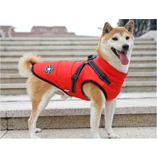 Pati Nuva Tasmalı Su Geçirmez Polar Astarlı Köpek Montu Kırmızı M