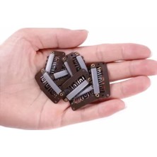 10 Adet Mini Çıtçıt Toka, Peruk Klipsi, 3,2 Cm, Kahverengi