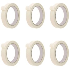 6 Adet Maskeleme Bandı Boya Bandı 18MM x 25 Metre Kağıt Bant