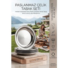 6'lı Paslanmaz Çelik Tabak Seti 21 Cm, Kırılmaz Aile Boyu, Yeniden Kullanılabilir Kamp, Piknik ve Outdoor Yemek Tabağı 721502