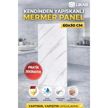Dekor 30X60CM Dekoratif Lüks Kendinden Yapışkanlı Esnek Köpük-Pvc Beyaz Mermer Panel Banyo Wc Mutfak P016 Beyaz-D 30 x 60
