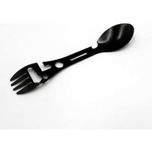 2'li Paket 5'i 1 Arada Spork Seti Paslanmaz Çelik Kamp Çatal Kaşık Bıçak Şişe Açacağı Outdoor MKMP-0044