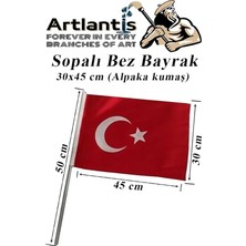 Bez Bayrak 30X45 cm 1 Adet Saplı Bayrak Ay Yıldız Plastik Çıtalı 30 * 45 Bez Bayrak Mill Bayram Kutlama
