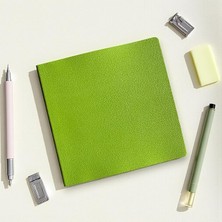 Tanıtım Defter, Noktalı Not Defteri – Pu Deri Not Defteri – 16,5X16,5 Cm, 96 Yaprak (192 Sayfa), 90 gr Ivory Kağıt, Esnek Kapak, Ofis ve Kırtasiye (Fıstık Yeşili)
